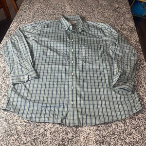 Duluth Trading Company Mens Long Sleeve Button Down Shirt Size 2XL Tall Green